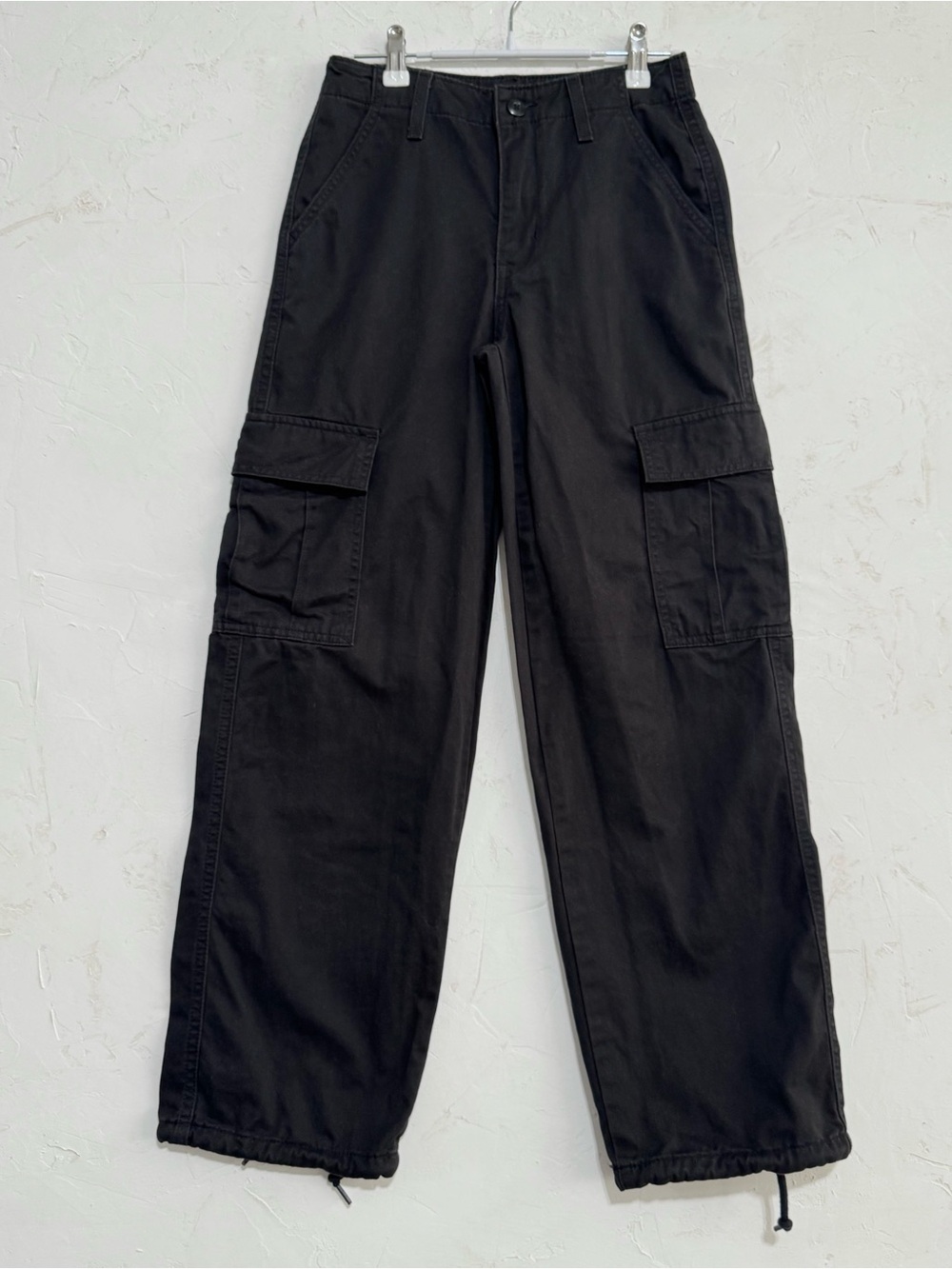 Levi's ’94 Baggy Black Cargo Pants Size 23 Utility Drawstring Hem